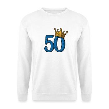 Blue 50 with Golden Crown – Noble Birthday of the - Unisex Sweatshirt - white - Front