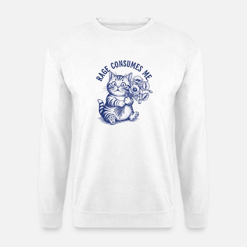 Rage Cat: Furious Feline - Unisex Pullover - Weiß