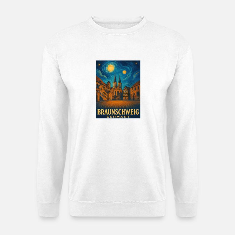 Braunschweig Nachtlicht Stadtmotiv - Unisex Pullover - Weiß