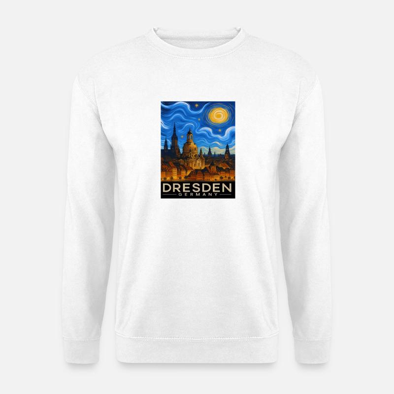 Dresden Nachtlicht Skyline - Unisex Pullover - Weiß