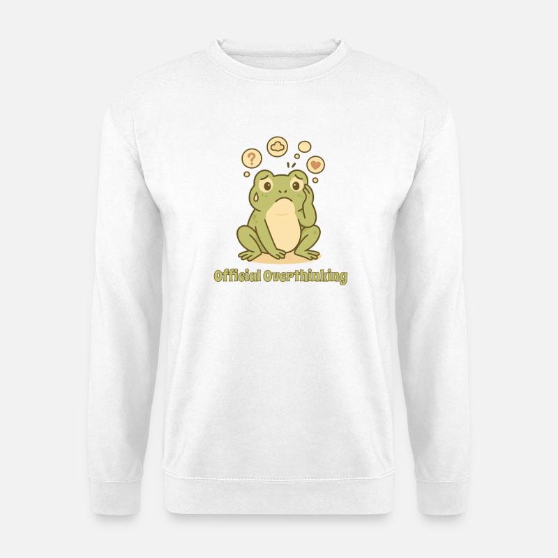 Nachdenklicher Frosch – Overthinking Design - Unisex Pullover - Weiß