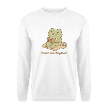 Reading Frog – Take it slow Design - Unisex Sweatshirt - white - Front