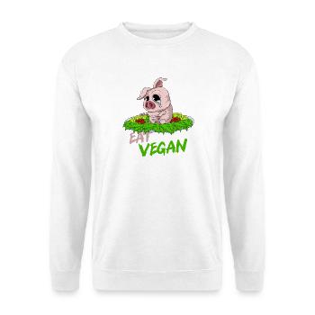EAT VEGAN Sad pig on the plate - Unisex Sweatshirt - white - Front
