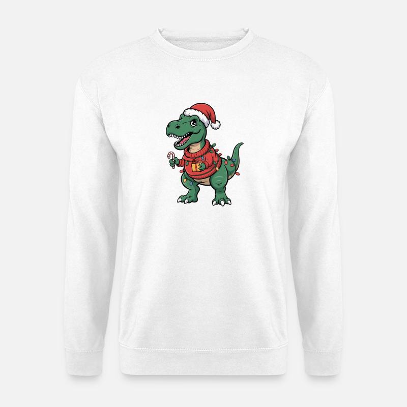 Weihnachts-T-Rex im Sweater - Unisex Pullover - Weiß