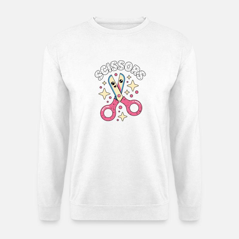 Schere Stein Papier Kawaii Scissors - Unisex Pullover - Weiß