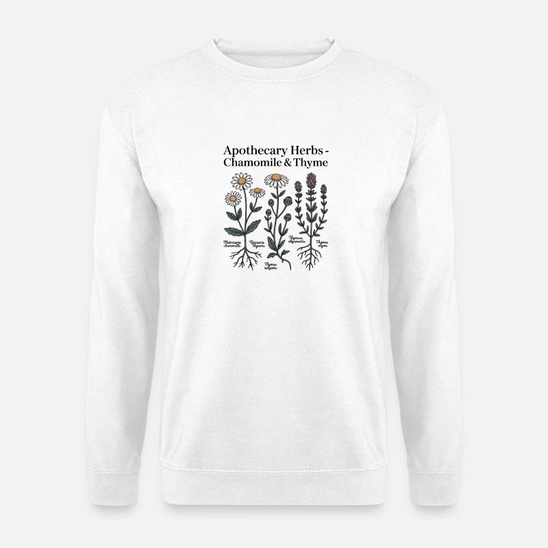 Chamomile & Thyme Medicinal Plants - Unisex Sweatshirt - white