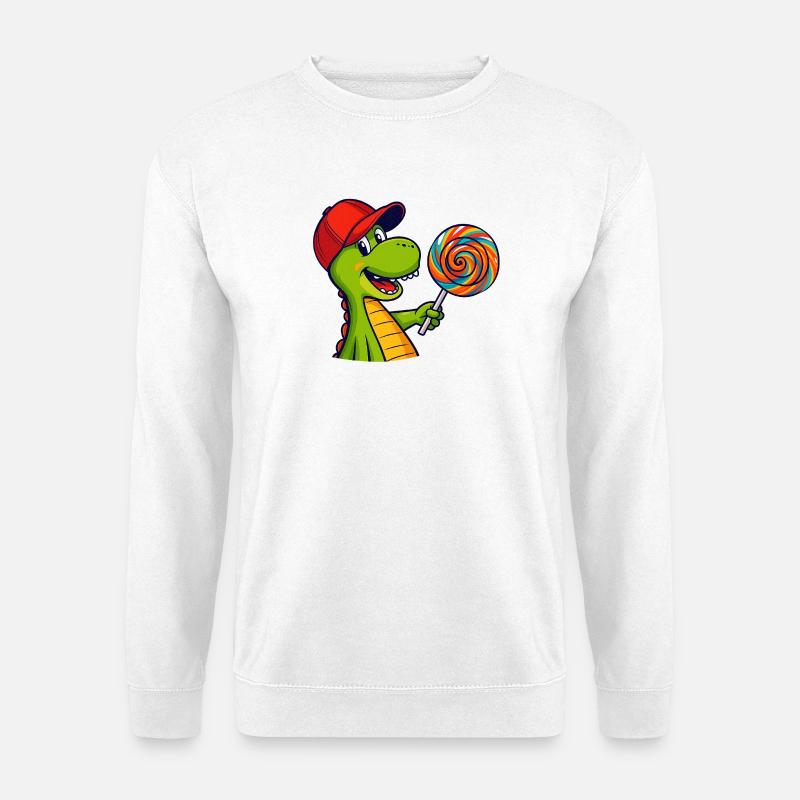 Bunter_Dinosaur_mit_Lutscher - Unisex Pullover - Weiß
