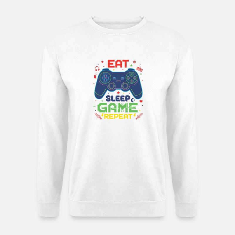 Eat Sleep Game Repeat Neon Controller - Unisex Pullover - Weiß
