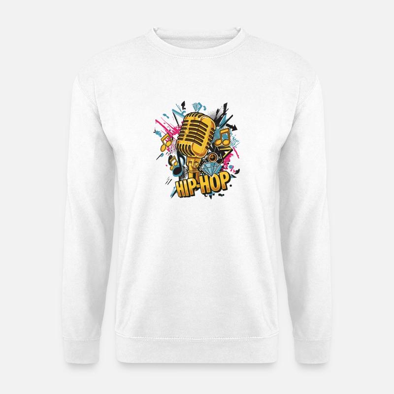 Hip Hop Microphone Neon Splash - Unisex Sweatshirt - white