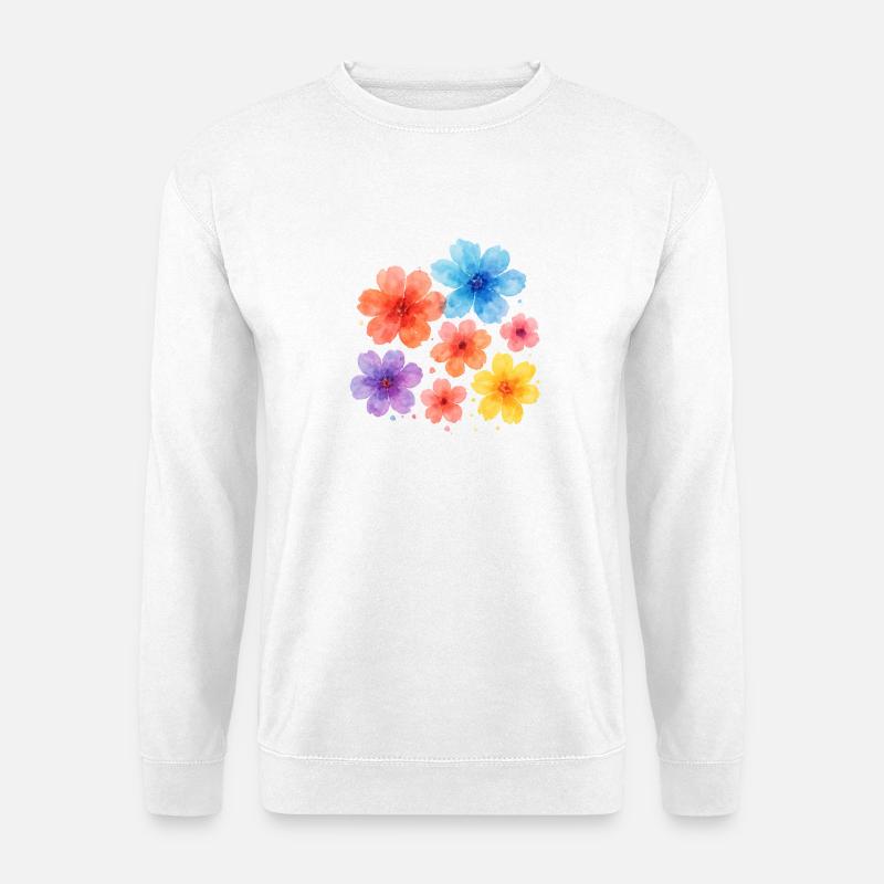 Aquarell Blumen – zart & feminin - Unisex Pullover - Weiß