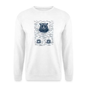 Gechilltes Hippo im Wasser - Unisex Pullover - Weiß - Vorne