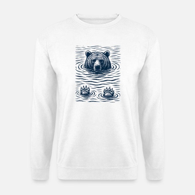 Gechillter Bär im Wasser - Unisex Pullover - Weiß