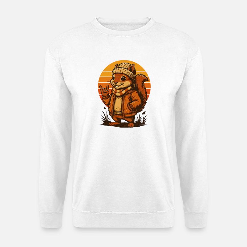 Cooles Eichhörnchen im Retro-Look - Unisex Pullover - Weiß