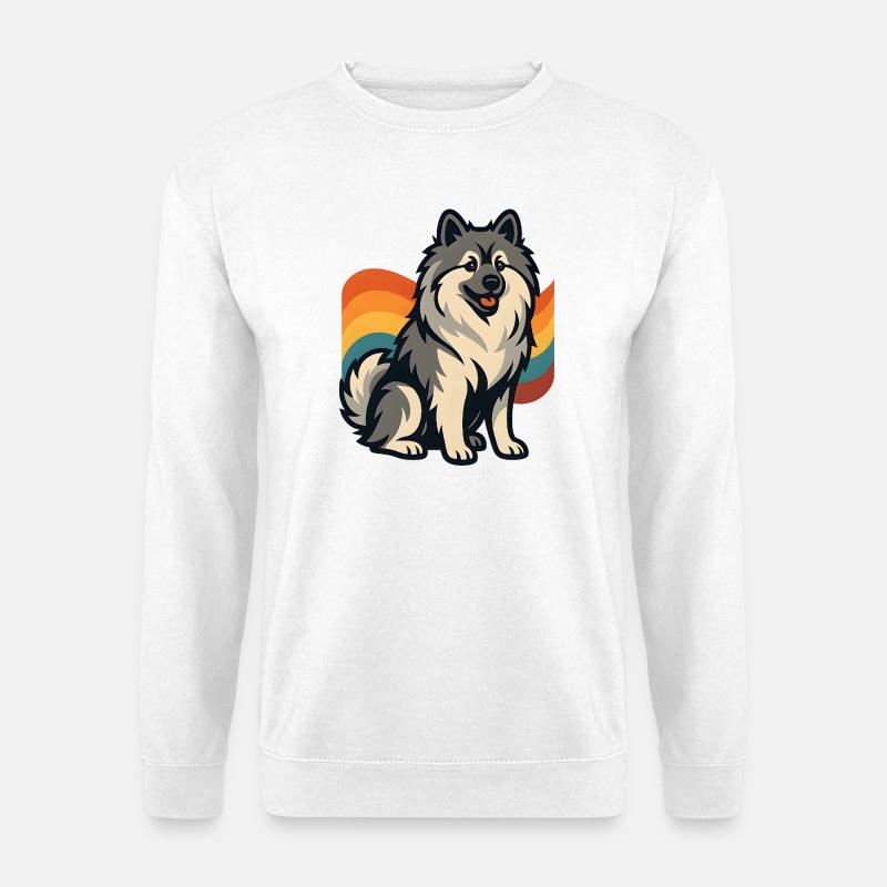 Deutscher Spitz Hund im Regenbogen Hintergrund - Unisex Pullover - Weiß