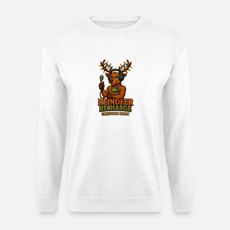 Reindeer Recharge – Funny Christmas Reindeer - Unisex Sweatshirt - white