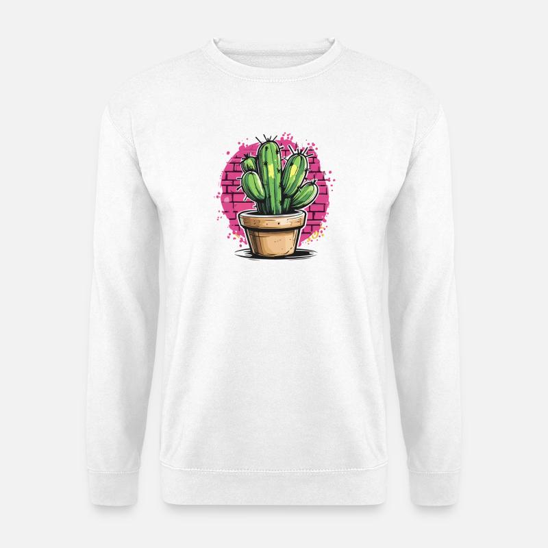 Cactus Graffiti in Pink Background - Unisex Sweatshirt - white