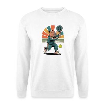 Capybara joue au padel dans un style rétro - Sweat-shirt Unisexe - blanc - Devant