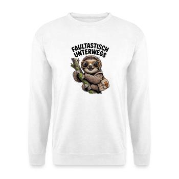 Paresseux sur la route avec paresse et humour - Sweat-shirt Unisexe - blanc - Devant