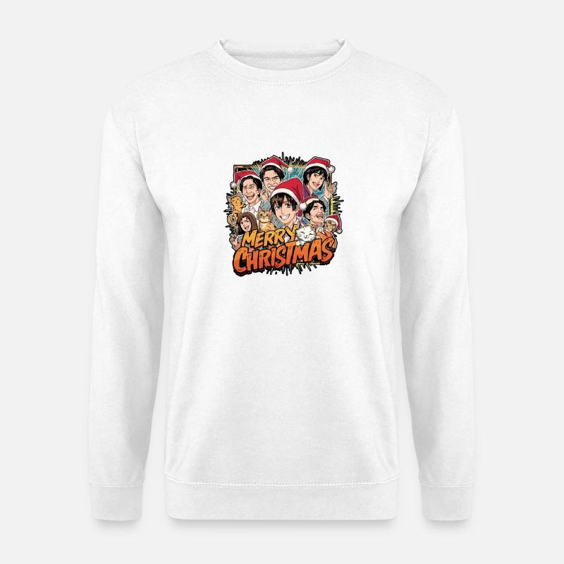 Fröhliche Weihnachtscharaktere Manga Cartoon - Unisex Pullover - Weiß