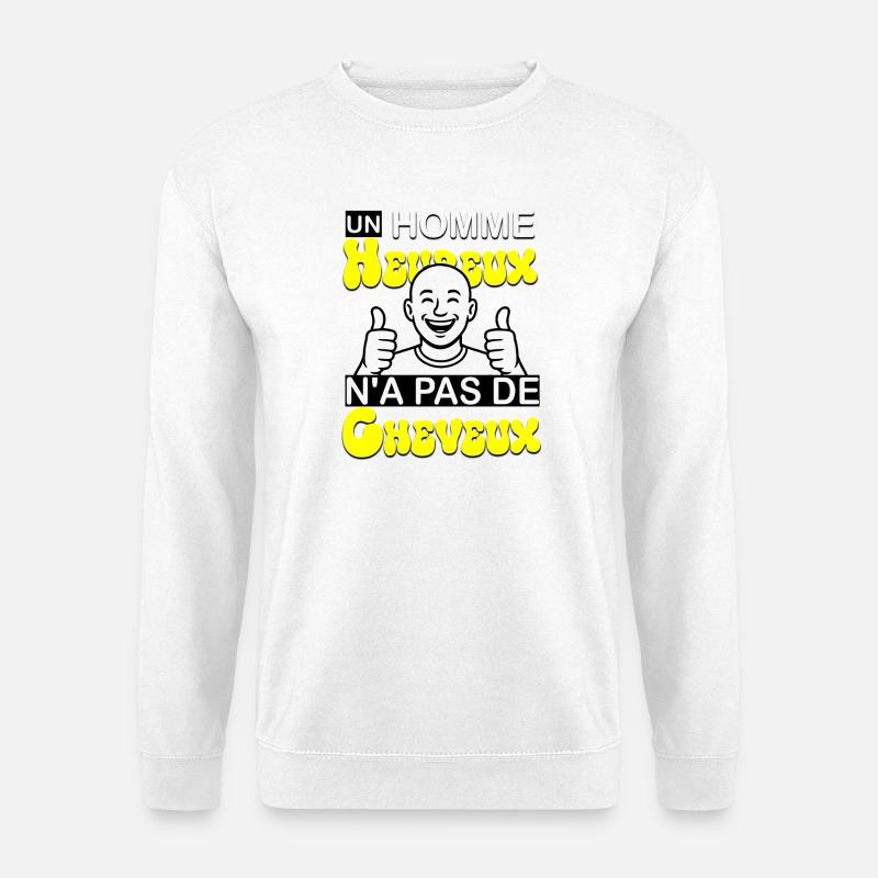 Glücklicher Mann ohne Haare - Unisex Pullover - Weiß