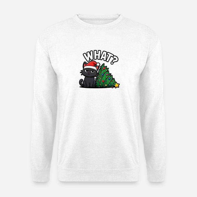 Lustige Katze Weihnachtsstimmung - Unisex Pullover - Weiß