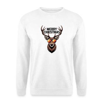 Cerf avec bois et lunettes de soleil Joyeux Noël - Sweat-shirt Unisexe - blanc - Devant