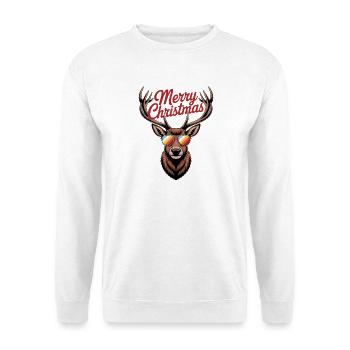 Hirsch mit Geweih und Sonnenbrille Merry Christmas - Unisex Pullover - Weiß - Vorne