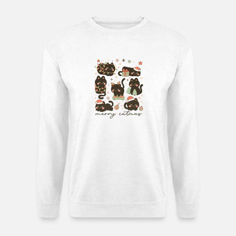 Fröhliche Katzen Kuschelige Katzen, Liebe Kätzchen - Unisex Pullover - Weiß
