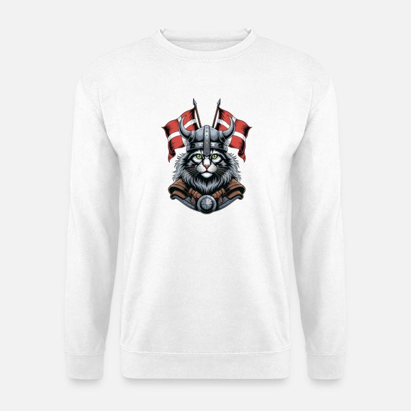 Wikingerkatze mit Helm - Unisex Pullover - Weiß