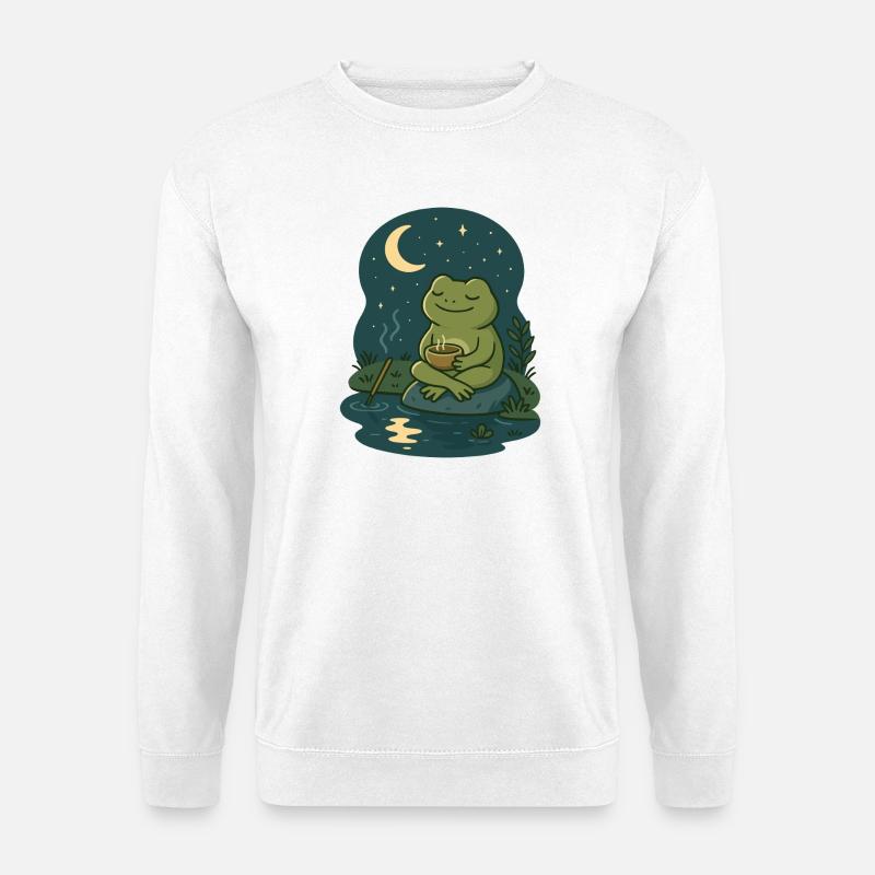 Frog by Moonlight – Mindful & Cozy - Unisex Sweatshirt - white