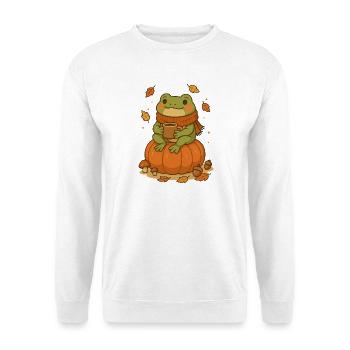 Autumn Frog – Cozy Frog with Pumpkin - Unisex Sweatshirt - white - Front