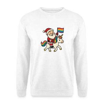 Cute Santa Claus rides unicorn with rainbow - Unisex Sweatshirt - white - Front