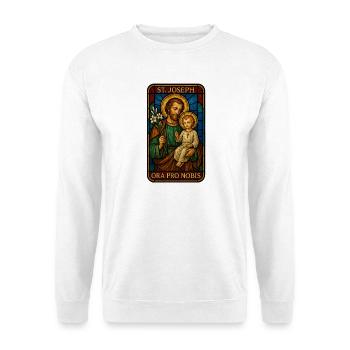 St Josef Ikon: Vater mit Kind - Unisex Pullover - Weiß - Vorne