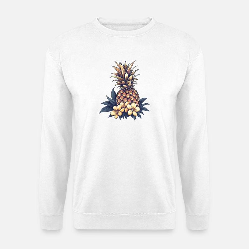 Tropical Pineapple Blossom Pattern - Unisex Sweatshirt - white