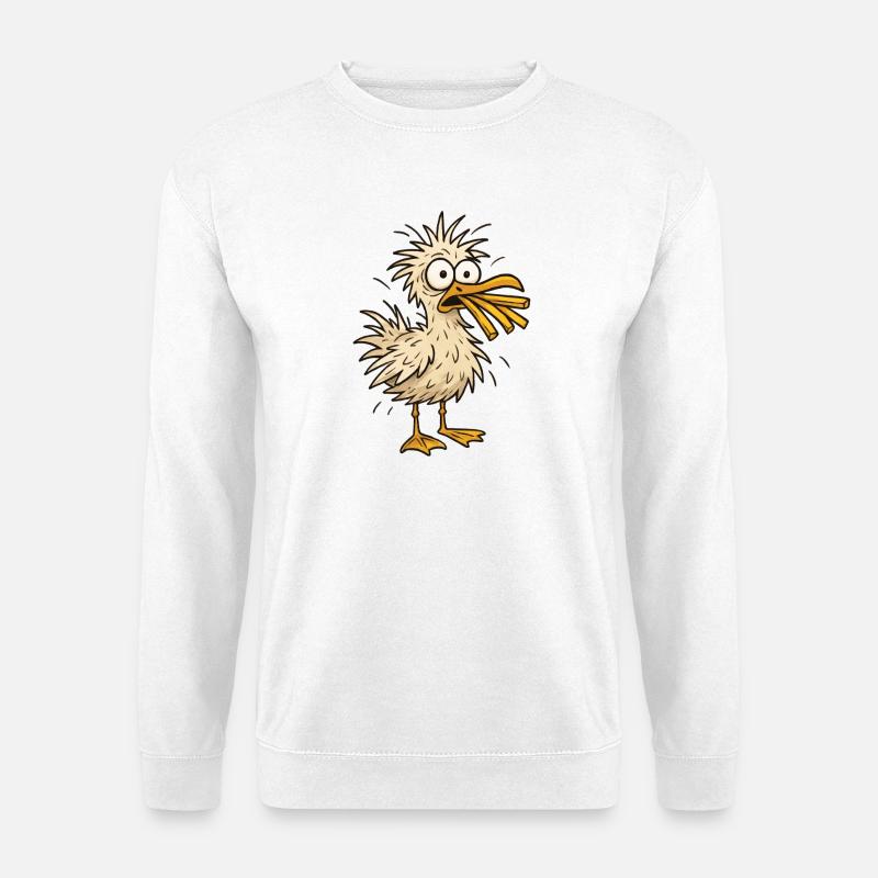 Komische Möwe Mit Pommes - Unisex Pullover - Weiß