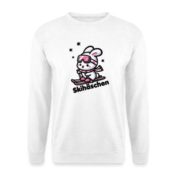 Mignon lapin de ski avec des lunettes de ski roses dans la neige - Sweat-shirt Unisexe - blanc - Devant