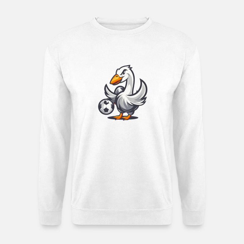 Ente mit Fußball Cartoon - Unisex Pullover - Weiß