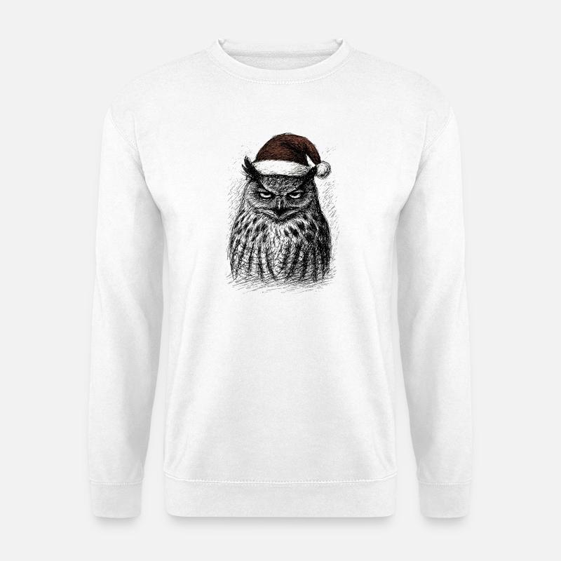 Müde Weihnachts- Eule - Unisex Pullover - Weiß