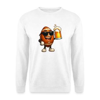 Bierheld Football Cartoon mit Sonnenbrille - Unisex Pullover - Weiß - Vorne