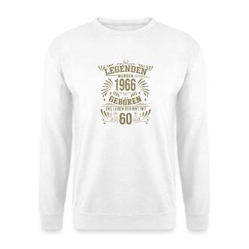 60. Geburtstag Legenden 1966 Vintage Retro Geburts - Unisex Pullover - Weiß - Vorne