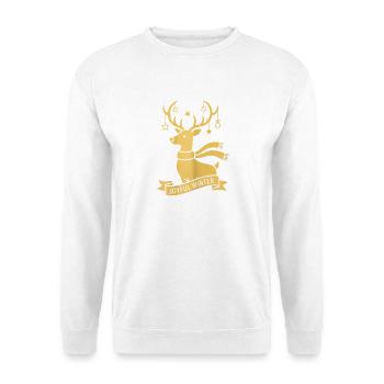 Golden Reindeer – Joyful Winter Design - Unisex Pullover - Weiß - Vorne
