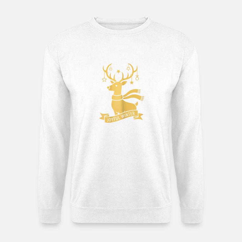Golden Reindeer – Joyful Winter Design - Unisex Pullover - Weiß