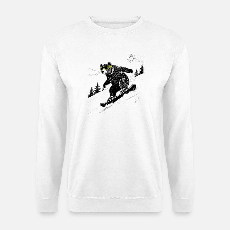 Snowboard Bär - Unisex Pullover - Weiß