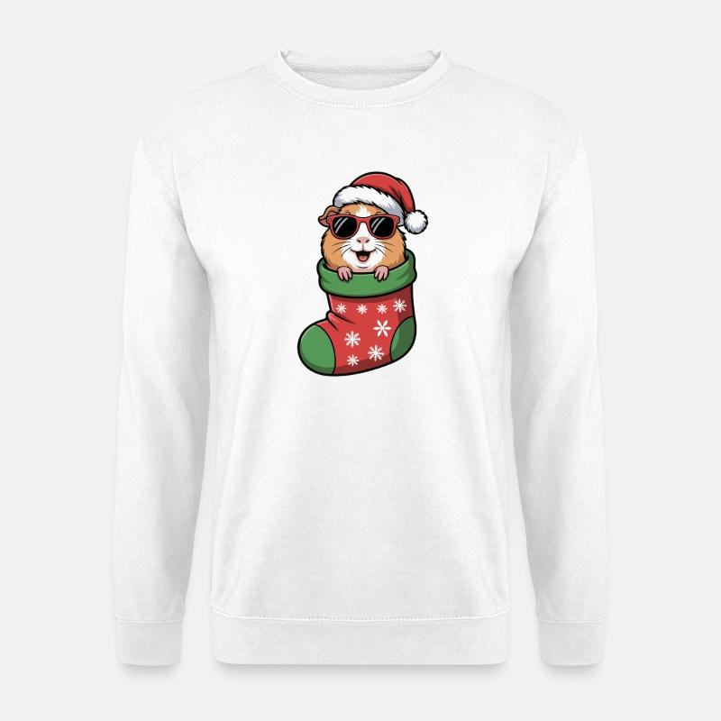 Hamster Santa in Weihnachtssocke - Unisex Pullover - Weiß