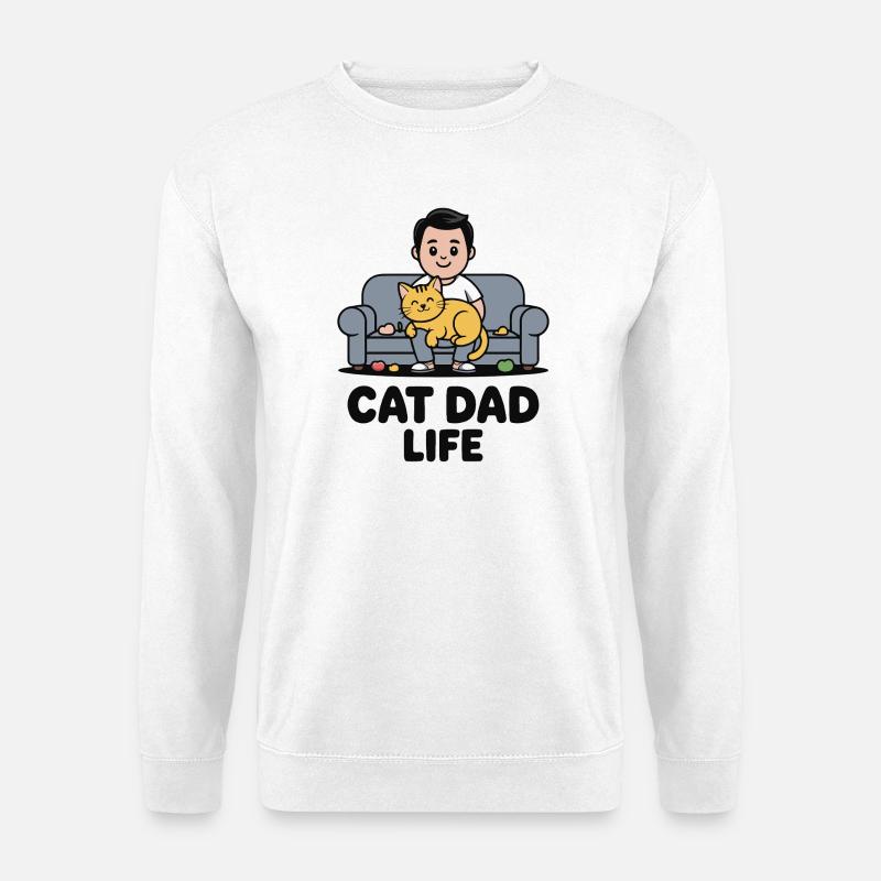 Katzenpapa-Leben auf dem Sofa - Unisex Pullover - Weiß
