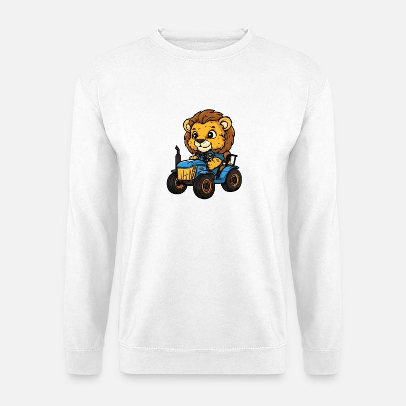 Löwe Traktor Farmer - Unisex Pullover - Weiß