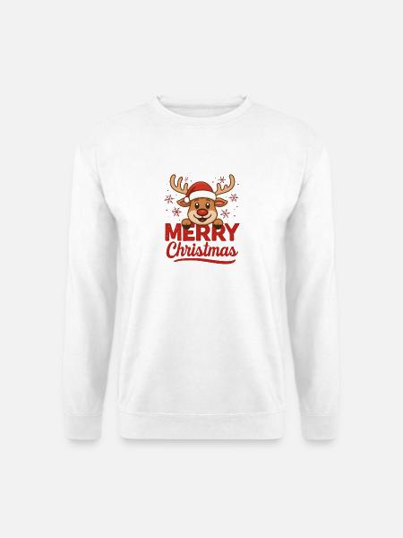 Rentier-Santa Frohe Weihnachtsstimmung - Unisex Pullover - Weiß
