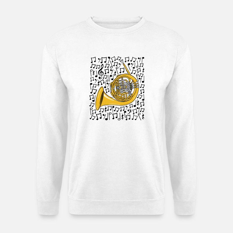 Waldhorn-Musiknoten Blechbläser - Unisex Pullover - Weiß