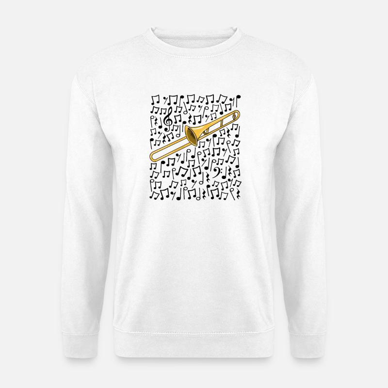 Posaune Musiknoten Posaunist Blechbläser - Unisex Pullover - Weiß