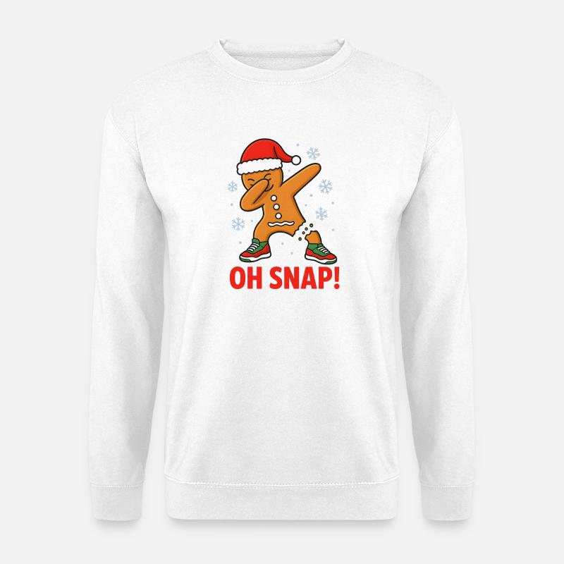 Dabbing Lebkuchenmann Oh Snap! Xmas Design - Unisex Pullover - Weiß